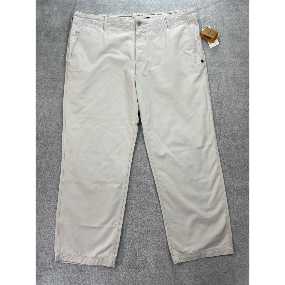 Timberland Chino Pants Men 42x30 Stone Straight Fit Low Rise Cotton Casual